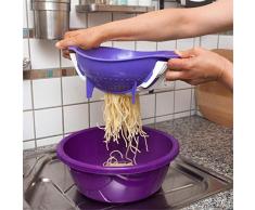 Lantelme Nudelsieb mit Klappe Kunststoff Küchensieb Seiher 24cm groß Nudel Spaghetti Sieb Abtropfsieb 5757