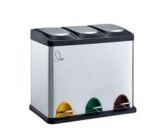 SVITA TC3X8 24 L Treteimer Abfalleimer Mülleimer Mülltrennung Edelstahl Silber