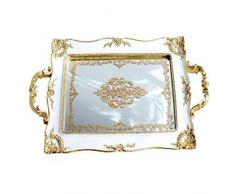 TOOGOO Europ？Ische Archaistisch Kuchen Tabletts Gold Spiegel Glas Cupcake Platte ParfüM Halter Gespiegelt Make-Up Tablett Hochzeit Dekoration