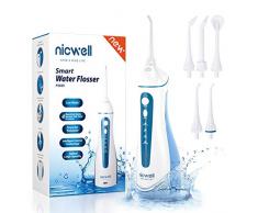Munddusche Elektrisch für Zahnreinigung - Professional IPX7 Wasserdichter Zahnzwischenraumreiniger, mit 5 Verschiedene Funktionsdüsen und 4 Modi (Normal/Soft/Pulse/Custom-Modus)