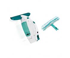 Leifheit 51146 Set Fenstersauger mit Einwascher (Akku, elektrischer Fensterreiniger, 28 cm Fensterwischer) weiß/grün