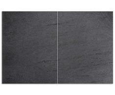 Wallario Herdabdeckplatte/Spritzschutz aus Glas, 2-teilig, 80x52cm, für Ceran- und Induktionsherde, Motiv Schwarze Schiefertafel Optik – Steintafel