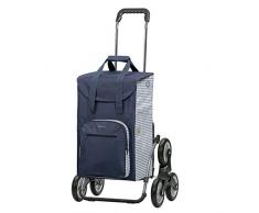 Andersen Einkaufstrolley Royal als Treppensteiger und 45 Liter Einkaufstasche Dante blau/weiß mit Kühlfach Einkaufswagen Stahlgestell klappbar