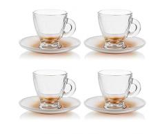Espressotassen Set Mokka-Tassen aus Glas für Kaffee und Espresso, 8-teilig, Füllmenge: 95ml