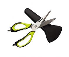 ROTOOY Küchenscheren Scheren Edelstahl-Küchen-Mehrzweckschere Schneidet Hühnerknochen, Der Die Schuppen Abstreift, Die Offene Flaschenkappen-Faltblattnussbaumarbeitssparende Haushaltsschere Abziehen