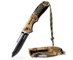 nes Klappmesser aus hochwertige Edelstahl - Arbeitsmessweer mit Multifunktions-Klinke - Outdoor Messer, Angelmesser (Camo)