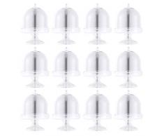 STOBOK 12pcs Mini Tortenständer Kuchenglocke Plastikglocke mit Teller Hochzeit Party Servierplatte (Transparent)