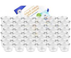 MamboCat 48er Set Weck Gläser 80ml Sturzgläser mit Gelierzauber Rezeptheft von Diamantzucker I Original Weck Sturzglas Dessertglas I Einweckgläser für Kuchen Gelees UVM I Sturzgläser ohne Deckel