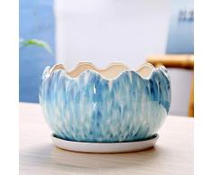 Bcaer Mode-Druck-Blumentopf hängende Spitze Keramik Pflanz Einfacher Blumentopf Keramik Spezial Tablett Haare Parlor Saftige Platter Grün Pflanze Baum Topf (Größe : 16cm)