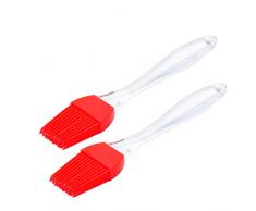 BESTONZON 2 stücke Heatproof Silikon Pinsel mit Transparent Griff Öl Sauce Creme Pinsel für Grill Fleisch Kuchen Gebäck (rot)