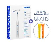 CURAPROX Hydrosonic PRO elektrische Zahnbürste, Schallzahnbürste, plus 2x GRATIS BE YOU Zahncreme 90ml, 3 Aufsteckbürsten, Reise-Etui und Timer