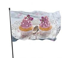 N/A Gartenflagge Patryflagge Outdoorflagge Gartenflagge Lustige Tischtennisflagge Outdoor Hof-Flagge Wand Rasen Banner Heimfahne Dekoration 7,6 x 12,7 cm, Kuchen, Sahne-Löffel, Desserts, Kuchen