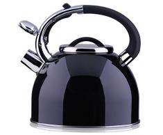 DecoKing 51511 Wasserkessel 2,5L für alle Herdarten Edelstahl Flötenkessel mit Griff und Deckel Pfeifkessel Teekessel Schwarz Colorado