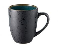 BITZ Kaffeetasse/Kaffeebecher, Tasse aus robustem Steinzeug, 30 cl, schwarz außen/grün innen
