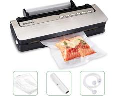 Vakuumierer, Blusmart automatisches Vakuumiergerät mit Doppel-Schweißnaht und Abschneider, 0.8 Bar,30cm Breite, Folienschweißer für trockene & feuchte Lebensmittel, inkl Vakuumier-Folie und-Schläuche
