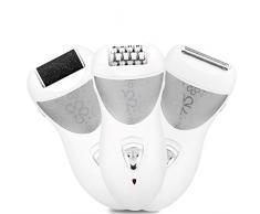 Elektrische Epilierer, Schmerzfreier elektrischer Damenepilierer Frauen Haarentfernung Rasierer Fusspflegegeräte Wieder-Aufladbarer Fuss Hornhautentferner