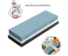 Meilliger Schleifstein Körnung 1000/4000 Abziehstein doppelseitiger Messerschleifer Messerschärfer Wetzstein Schleifhilfe Set für Messer mit Rutschfestem Silikonhalter