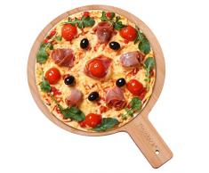 Pizzabrett Bambus 30cm Schneidebrett Servierbrett mit Griff Flammkuchenbrett Pizzateller Pizzaschieber Brett für Steak Kuchen Pizza Antipasti Obst