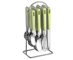Besteckset Modell Bistro in 18/0 Chrom-Edelstahl trowalisiert, inkl. verchromtem Besteckständer, in trendigem lindgrün, 25-teilig
