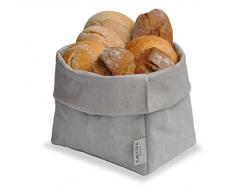 CALUTEA großer XXL Brotkorb/grau/modern/veganes Leder als Stoff Alternative/Brottasche/Brötchenkorb/Obstkorb | Faltbarer Krempelkorb 21cm Ø