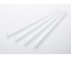 HALM Glas Strohhalme Wiederverwendbar Trinkhalm - 4 Stück gerade 23 cm + plastikfreie Reinigungsbürste - Spülmaschinenfest - Nachhaltig - Glastrinkhalme Glasstrohhalme für Smoothies, Long-Drinks, Saft