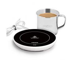 Zoiibuy Schwerkraftsc Kaffeewärmer Kaffee Tee Wärmer Multifunktionale Becher-Wärmehaltungsplatte Resistentes Glas mit Isolier Tasse 220V 18W für Büro Hausgebrauch, Schwarz