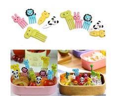 STOBOK 20 stücke Cartoon Tier Obst Gabel Dessert Kätzchen Lebensmittel Bento Dekoration Zubehör Picks Party Supplies Gabeln für Kleinkind Erwachsene Kinder
