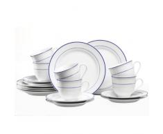 Ritzenhoff & Breker Basic Blue Snap Kaffeeservice 18-teilig, hochwertiges Porzellan, spülmaschinengeeignet, 90406