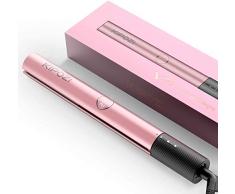KIPOZI Pro glätteisen locken, Haarglätter und Locken 2 in 1, Titan-Glätteisen mit Doppelspannung mit einstellbarer Temperatur, Roségold.