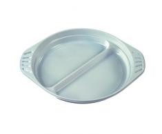Papstar Plastikteller / Menü-Teller weiß (100 Stück), aus Polypropylen, 2-geteilte Fläche, Ø 21.9 cm, Höhe 2.6 cm, für Feste/Geburtstage/Ausflüge, mit Anfasser, #14251