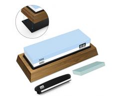 Schleifstein Abziehstein SHAN ZU Wetzstein für Professionell 2-in-1 Doppelseitiger Messerschärfer, Körnung 3000/8000 mit rutschfestem Silikonhalte für Küche Messer