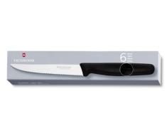 Victorinox Steakmesser-Set 6 Stück mit Wellenschliff (11cm Klinge, Spitz, Rostfrei, Edelstahl, Spülmaschinengeeignet) schwarz