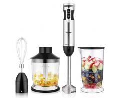 YISSVIC 1000W Stabmixer 4 in 1 Pürierstab elektrischer Stab mixer 9 Geschwindigkeiten mit 700ml Messbecher 500ml Zerkleinerer Schwarz