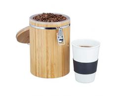 Relaxdays Kaffeedose Bambus, leicht zu reinigen, Kunststoffbehälter, Bügelverschluss, H x B x T: ca. 20 x 13,5 x 13,5 cm, natur