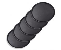 Schramm® 5 Stück Gastro Tablett 35cmx2cm rund schwarz 5er Pack mit Anti Rutsch Beschichtung hoher Rand Kellnertablett Kellner Gastro Tablett Tabletts