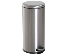 HOMCOM Treteimer mit Inneneimer Pedal-Mülleimer Klappdeckel Abfallsammler Edelstahl Silber 30L