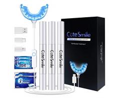 Bleaching Zähne, VIBITRIT Zahnbleaching Set mit Wasserdichte LED-Licht Mund Tablett, 3 Stück Zahn Bleaching Gel, Whitens in 16 Minuten