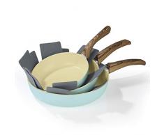 BRATmaxx Keramik Pfanne Set Induktion | Antihaft Keramikpfanne 28cm 24cm 20cm mit abnehmbarer Griff | Für alle Herdarten (inkl. Induktion) | Backofengeeignet Spülmaschinenfest | inkl. 2 Pfannenschoner