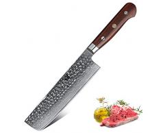 XINZUO Damastmesser Nakirimesser Kingle 180mm Damaststahl Nakiri VG10, Gemüse Koch Professionelles Küchenmesser Gehämmert Finish, mit Palisander Griff - Yun-Serie