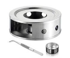 Queta Teewärmer Kaffee Stövchen aus Edelstahl mit Teelichthalter Tee-Basis und Clip (Typ2)