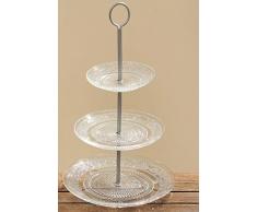 Etagere Relief 3er H35cm Glas klar