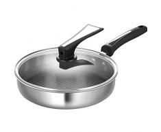 LXYZ Wok, Kochtöpfe Pfannen Kochtopf Edelstahl Bratpfanne Pfanne Pfanne Spezial Antihaft Pfanne mit Glasabdeckung für Ei oder Omelett Kochen sichere Pfanne 26CM Bratpfanne