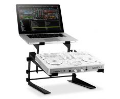 resident dj DJX-250 - Laptop-Ständer, Mixer-Ständer, Notebookständer, Universal-Ständer, ergonomisches Design, rutschfeste Stand- und Auflageflächen, verstellbar in Breite und Höhe, schwarz