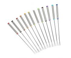 GuDoQi Fonduegabeln Edelstahl, 12 Stück, Bratstangen Marshmallow, Hitzebeständiger Griff, Käsegabeln für Frucht, Schokoladen, Fondue, Braten (24cm)