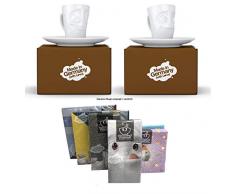Fiftyeight Espressotassen Espresso Mug 2er Set + SERVIETTEN, 80 ml, VERGNÜGT+VERDUTZT E Mugs 2