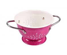 Retro Standseiher 18cm Sieb Seiher Durchschlag Abtropfsieb Küchensieb Nudelsieb, Farbe:pink