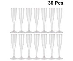 Hakka Kunststoff-Champagnergläser, Einweg-Champagnergläser, Kunststoff-Weingläser, Goldglitzer, für Partys und Hochzeiten, 30 Stück