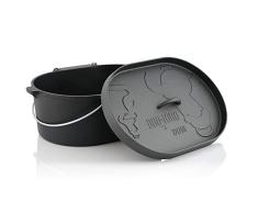 BBQ-Toro Dutch Oven DO10 I 9,3 Liter Gusseisen Kochtopf ohne Füße I bereits eingebrannt - preseasoned I 10 QT Bräter