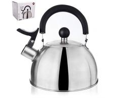 ORION Wasserkessel Wasserkocher Teekessel Flötenkessel mit Pfeife 2L Gas Induktion, Silber