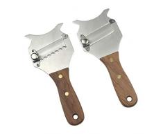 GuDoQi 2 Pack Trüffelhobel Mit Wellenförmige Klinge Und Gerade Klinge Und Holzgriff Butterrasierer Einstellbare Gourmethobel Set Für Truffle Schokolade Käse